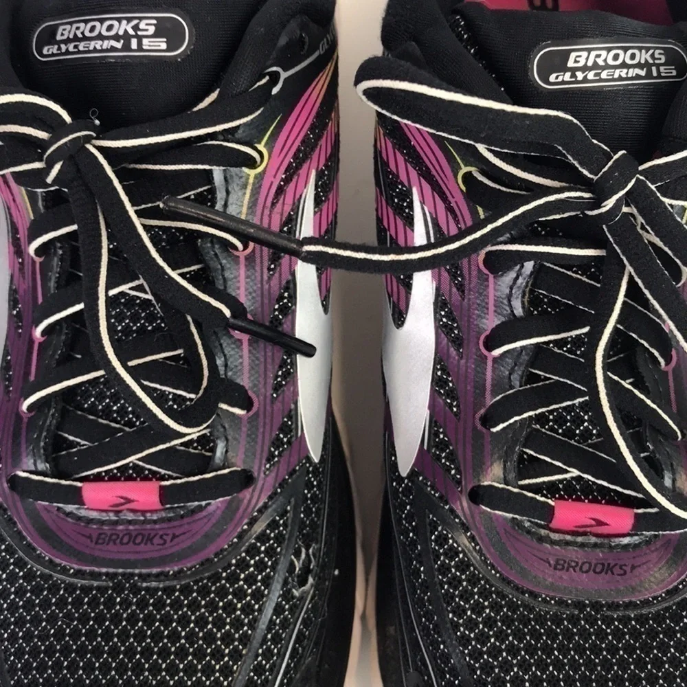 Brooks Women’s Black Purple Rainbow Glycerin 15 Running Shoes Size 9.5